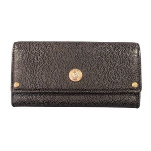 henri bendel Black Textured Leather Wallet with Gold Hardware